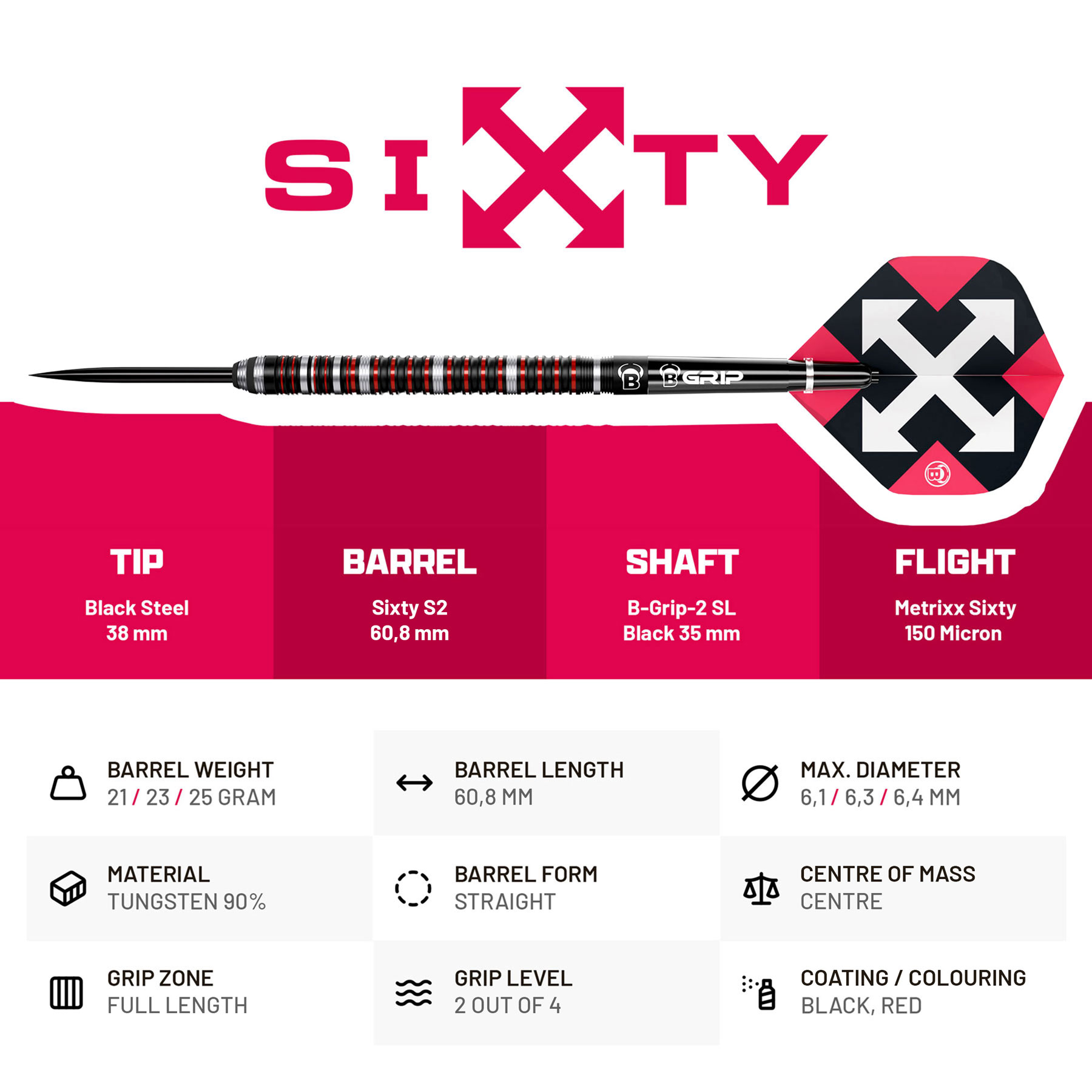 LOTKI BULL'S Sixty S2 Steel Dart 21g